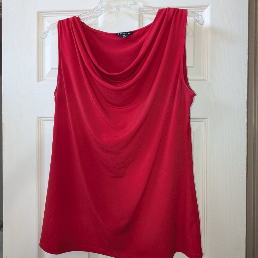George red sleeveless top, Small 4-6, cowl neck. EUC